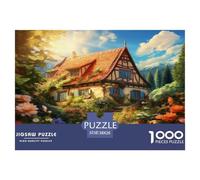 1000 Pièces Maison de Campagne en Montagne Papier Puzzle Jeu De Puzzle Activités Familiales Stimulantes Chalet Alpin Casse-tête Qualité Premium pour Adultes Et Enfants 38x26cm/1000pcs