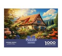 1000 Pièces Maison de Campagne en Montagne Papier Puzzle Jeu De Puzzle Pièces Parfaitement Assorties Chalet Alpin Casse-tête Qualité Premium pour Adultes Et Enfants 70x50cm/1000pcs
