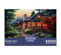 1000 Pièces Maison de Campagne en Montagne Puzzles Jeu De Société Adulte Pièces Parfaitement Assorties Chalet Alpin Casse-tête Qualité Premium pour Adultes 38x26cm/1000pcs