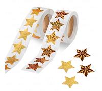 1000 Pièces Métallique Autocollants d'Étoile d'Or de Récompense, 2 Rouleaux Autocollant Étoile Dorées Étiquettes Brillantes Auto-Adhésif, Stickers Étoile pour Enfants, Photo Cadeaux Récomp (2.5 CM)