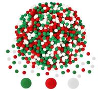 1000 Pièces Mini Pompons de Noël, 1 cm Colorés Ponpon Loisirs Creatifs, Décoration de Noel Rouge Vert Blanc Petit Pompons Pailleté pour Décorations Artisanales DIY de Noël