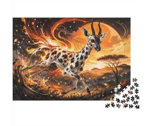 1000 Pièces Mini Puzzle Antilope Coucher de Soleil pour Adultes | 52x38cm Carton Décor Maison Coupe Précise Cadeau Anniversaire Détente