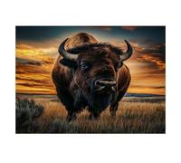 1000 Pièces Mini Puzzle Bison Coucher de Soleil pour Adultes | 52x38cm Carton Décor Maison Finition Lisse Cadeau Anniversaire Détente