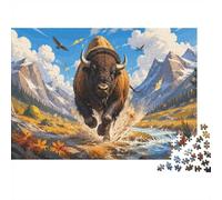 1000 Pièces Mini Puzzle Bison Montagne pour Adultes | 70x50cm Carton Décoration Maison Découpe Précise Cadeau Anniversaire Détente