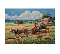 1000 Pièces Mini Puzzle Charrette Champêtre Cheval pour Adultes | 38x26cm Carton Décor de Bureau Finition Lisse Cadeau Anniversaire Détente