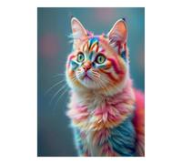 1000 Pièces Mini Puzzle Chat Coloré pour Adultes | 38x26cm Carton Débutants Découpe Précise Cadeau d’Anniversaire Salon