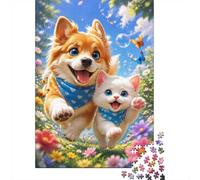 1000 Pièces Mini Puzzle Chien Chat pour Adultes | 70x50cm Carton Décoration Salon Coupe Précise Cadeau Anniversaire Détente