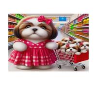 1000 Pièces Mini Puzzle Chien Courses pour Adultes | 70x50cm Carton, Décoration Maison, Coupe Précise, Cadeau Anniversaire, Détente