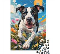 1000 Pièces Mini Puzzle Chien Fleurs pour Adultes