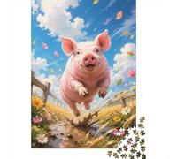 1000 Pièces Mini Puzzle Cochon pour Adultes | 70x50cm Carton Décoration Bureau Coupe Précise Détente Familiale