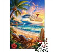 1000 Pièces Mini Puzzle Croisière Plage pour Adultes | 52x38cm Carton Décoration Bureau Coupe Précise Détente Familiale