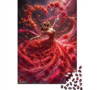 1000 Pièces Mini Puzzle Danseuse Rose Cœur pour Adultes | 38x26cm Carton Décoration Salon Coupe Précise Cadeau Anniversaire Détente Esprit