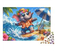 1000 Pièces Mini Puzzle Éléphant Plage pour Adultes | 38x26cm Carton, Déco Maison, Découpe Précise, Cadeau Anniversaire, Détente