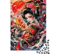 1000 Pièces Mini Puzzle Geisha Fleurs pour Adultes | 70x50cm Carton Décoration Salon Coupe Précise Cadeau Anniversaire Détente