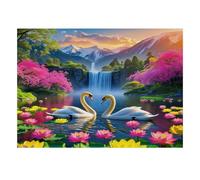 1000 Pièces Mini Puzzle Lac Cygne Cascade pour Adultes | 38x26cm Carton Décoration Salon Coupe Précise Cadeau Anniversaire Détente