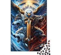 1000 Pièces Mini Puzzle Loup Aigle Épée pour Adultes | 70x50cm Carton Décoration Maison Coupe Précise Cadeau Anniversaire Détente