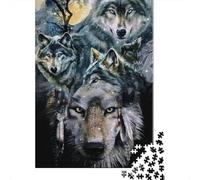 1000 Pièces Mini Puzzle Loup Lune pour Adultes | 38x26cm Carton Décoration Maison Finition Précise Cadeau Anniversaire Détente
