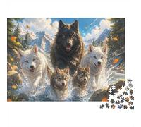 1000 Pièces Mini Puzzle Loups pour Adultes | 52x38cm Carton Loups Déco Salon Découpe Précise Cadeau Anniversaire Détente Esprit