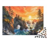 1000 Pièces Mini Puzzle Mer Coucher de Soleil Rochers pour Adultes | 70x50cm Carton Décor de Chambre Coupe Précise Cadeau Anniversaire Détente