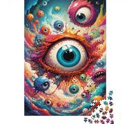 1000 Pièces Mini Puzzle pour Adolescents Abstrait Monstre Œil Carton | 38x26cm Papier Débutants Décor Salon Découpe Précise Détente