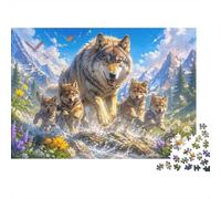 1000 Pièces Mini Puzzle pour Adolescents Loup Montagne Rivière Défi | 38x26cm Papier Décor De Bureau Surface Lisse Cadeau Ami Détente