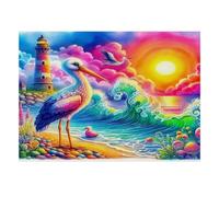 1000 Pièces Mini Puzzle pour Adolescents Oiseau Vague Coucher De Soleil | 52x38cm Assemblage Puzzle Salon Ornement Amateurs D'art Détente