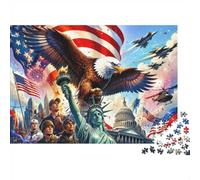 1000 Pièces Mini Puzzle pour Adultes Aigle Drapeau Capitole Carton | 70x50cm Carton Décoration Salon Coupe Précise Cadeau Anniversaire Détente