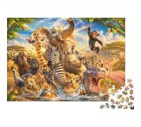1000 Pièces Mini Puzzle pour Adultes Animaux Zèbre Éléphant Difficile | 38x26cm Carton Décor Salon Structure Durable Cadeau Ami Entraînement Cérébral