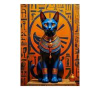 1000 Pièces Mini Puzzle pour Adultes Chat Statue Hiéroglyphes Carton | 70x50cm Carton Débutants Décor De Salon Jeu Intellectuel Soulagement Du Stress