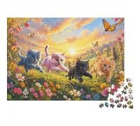 1000 Pièces Mini Puzzle pour Adultes Chats Fleurs Papillon Idée Cadeau