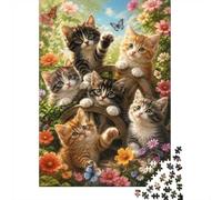 1000 Pièces Mini Puzzle pour Adultes Chats Fleurs Papillons Cadeau