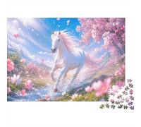 1000 Pièces Mini Puzzle pour Adultes Cheval Fleur Ruisseau Idée Cadeau | 52x38cm Carton Amateurs De Puzzles Relaxation Mentale Puzzle Intellectuel Découpe Précise Décor Maison