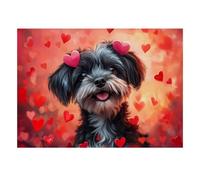 1000 Pièces Mini Puzzle pour Adultes Chien Cœur Amour Défi | 52x38cm Décoration Domicile Découpe Précise Cadeau Ami Détente