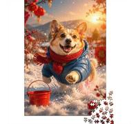 1000 Pièces Mini Puzzle pour Adultes Chien Neige Écharpe Idée Cadeau | 52x38cm Carton Amateurs De Puzzles Détente Assemblage De Puzzle Cadeau D'anniversaire Décor Maison