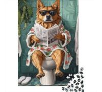 1000 Pièces Mini Puzzle pour Adultes Chien Salle De Bain Journal Idée