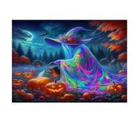1000 Pièces Mini Puzzle pour Adultes Citrouille Sorcière Nuit Cadeau | 38x26cm Carton Amateurs De Puzzles Soulagement De L'anxiété Puzzle Fait Main Cadeau D'anniversaire Décoration Maison