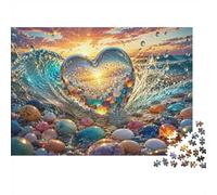 1000 Pièces Mini Puzzle pour Adultes Coeur Océan Galets Cadeau
