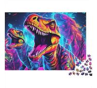 1000 Pièces Mini Puzzle pour Adultes Dinosaure Jungle Néon Idée Cadeau | 70x50cm Carton Amateurs De Puzzles Détente Jeu De Puzzle Cadeau D'anniversaire Décoration Maison