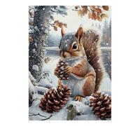 1000 Pièces Mini Puzzle pour Adultes Écureuil Pomme De Pin Neige Idée