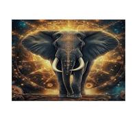 1000 Pièces Mini Puzzle pour Adultes Éléphant Espace Mandala Difficile | 70x50cm Papier Décoration Salon Coupe Précise Cadeau Anniversaire Relaxation