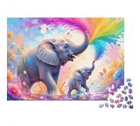 1000 Pièces Mini Puzzle pour Adultes Éléphant Fleur Eau Défi | 52x38cm Carton Décoration Salon Coupe Précise Cadeau Ami Relaxation