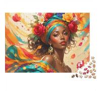 1000 Pièces Mini Puzzle pour Adultes Femme Fleur Écharpe Difficile | 38x26cm Papier Décoration Salon Coupe Précise Cadeau Ami Détente