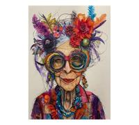 1000 Pièces Mini Puzzle pour Adultes Femme Lunettes Fleurs Difficile | 52x38cm Carton Décor Salon Structure Durable Cadeau Ami Relaxation
