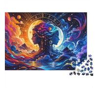 1000 Pièces Mini Puzzle pour Adultes Gémeaux Lune Soleil Idée Cadeau | 70x50cm Carton Amateurs De Puzzles Détente Du Mental Puzzle Intellectuel Cadeau D'anniversaire Décoration Maison