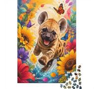 1000 Pièces Mini Puzzle pour Adultes Hyène Papillon Fleur Jeu Cérébral