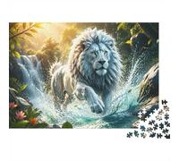 1000 Pièces Mini Puzzle pour Adultes Lion Cascade Forêt Idée Cadeau | 70x50cm Carton Amateurs De Puzzles Détente Intellectuelle Puzzle Fait Main Cadeau Ami Décor Maison