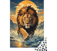 1000 Pièces Mini Puzzle pour Adultes Lion Eau Soleil Jeu Cérébral