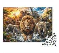 1000 Pièces Mini Puzzle pour Adultes Lion Éléphant Zèbre Jeu Cérébral