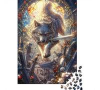 1000 Pièces Mini Puzzle pour Adultes Loup Épée Fenêtre Éducatif | 38x26cm Carton Décoration Salon Découpe Précise Jeu Parent-Enfant