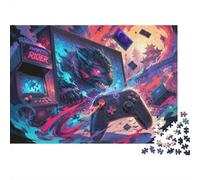 1000 Pièces Mini Puzzle pour Adultes Loup Manette Arcade Idée Cadeau | 52x38cm Carton Amateurs De Puzzles Détente Intellectuel Puzzle Cadeau D'anniversaire Décor De Bureau